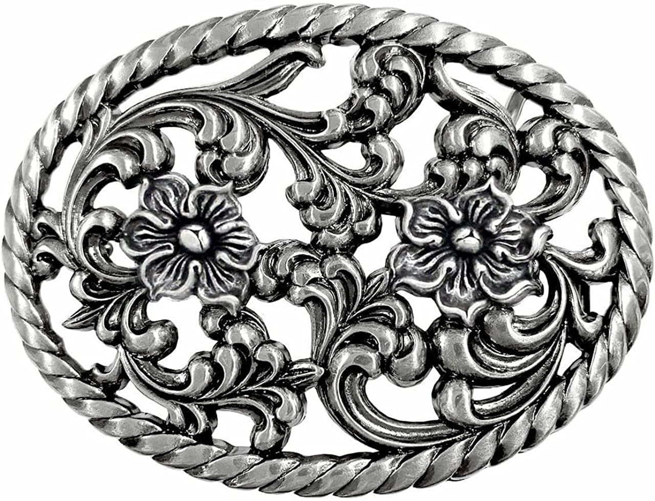Rose Heart Flower Rhinestone Replacement Belt Buckle Fits 1-1/2"(38Mm) Belt Strap-Multi-Style Options Apparel & Accessories > Clothing Accessories > Belt Buckles Belts.com Type Buckle O - Ha0131 Antique Silver 1-1/2" 
