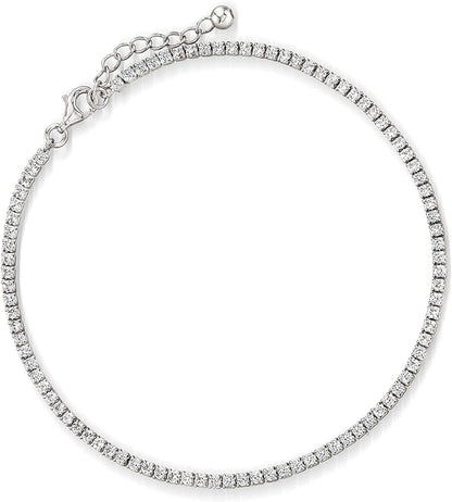 Ross-Simons 2.70 Ct. T.W. CZ Tennis Anklet Apparel & Accessories > Jewelry > Anklets Ross-Simons Sterling Silver 9.0 Inches 