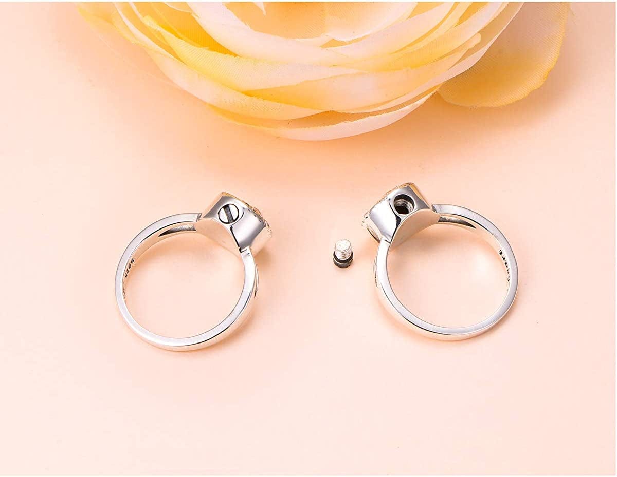 S925 Sterling Silver Always in My Heart Cremation Urn Ring for Ashes Keepsake Urn Jewelry Memorial Ring for Women