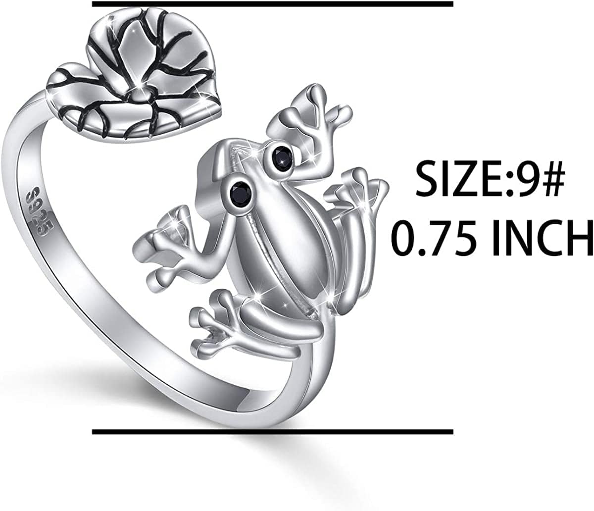 S925 Sterling Silver Frog Heart Necklace Ring Bracelet Earrings Jewelry Set for Women Girl