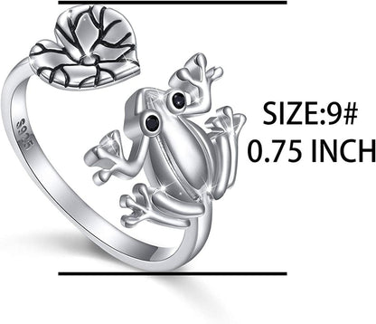 S925 Sterling Silver Frog Heart Necklace Ring Bracelet Earrings Jewelry Set for Women Girl
