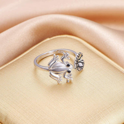 S925 Sterling Silver Frog Heart Necklace Ring Bracelet Earrings Jewelry Set for Women Girl