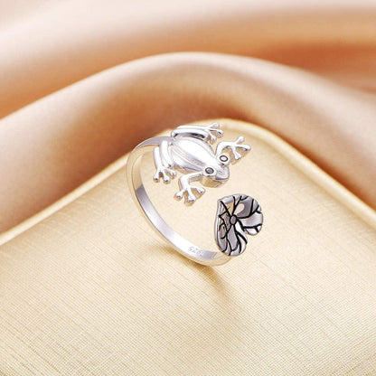 S925 Sterling Silver Frog Heart Necklace Ring Bracelet Earrings Jewelry Set for Women Girl