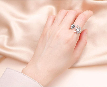 S925 Sterling Silver Frog Heart Necklace Ring Bracelet Earrings Jewelry Set for Women Girl
