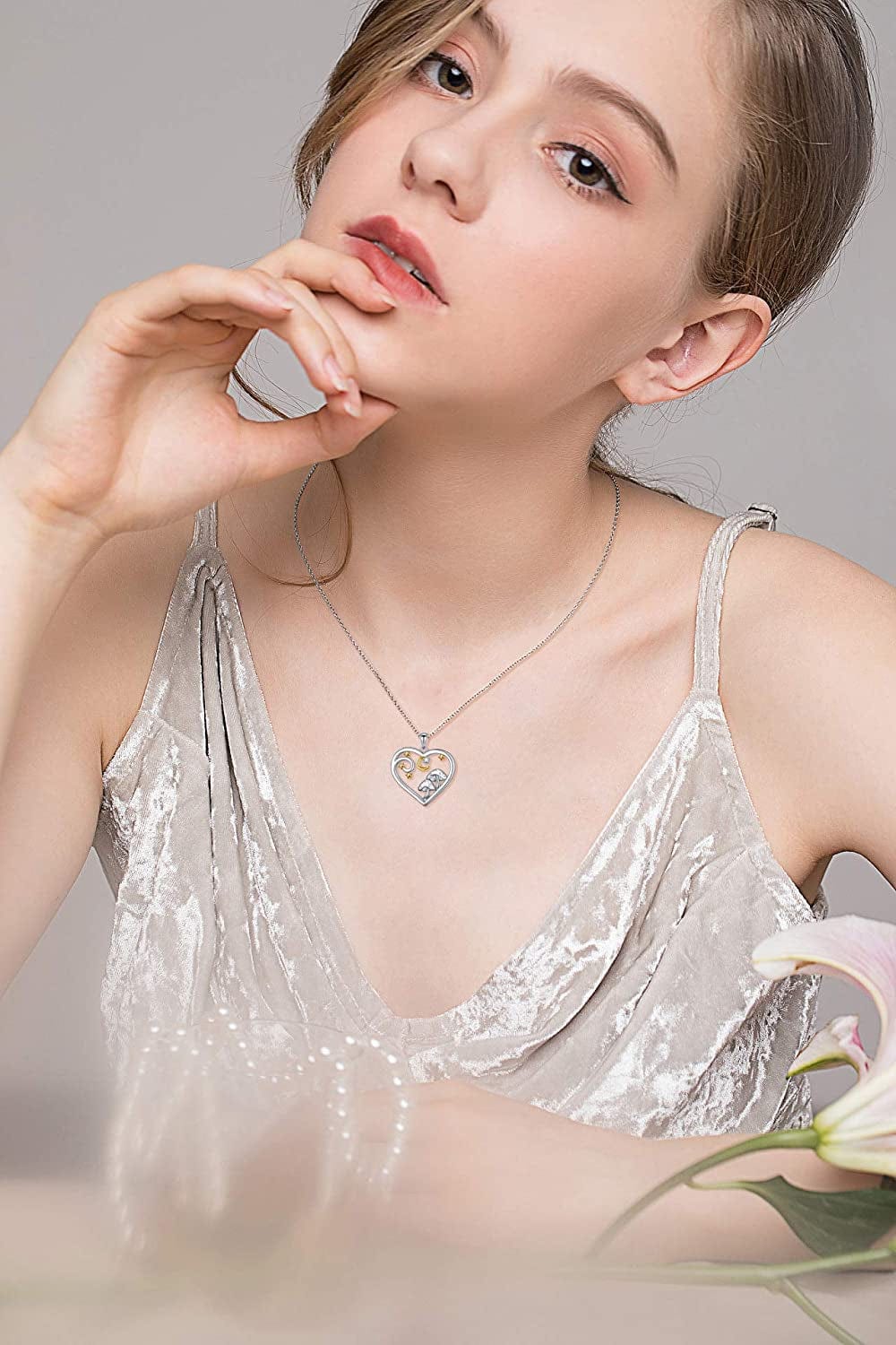 S925 Sterling Silver Heart Love Jewelry Mushroom Frog House Lizard Crane Pendant Necklace for Women