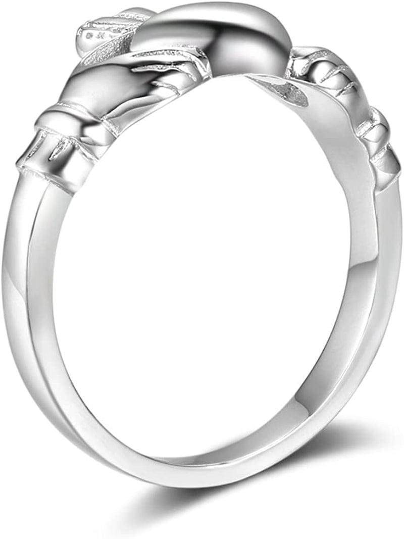 S925 Sterling Silver Irish Ladies' Claddagh Ring, Size 6 7 8 9