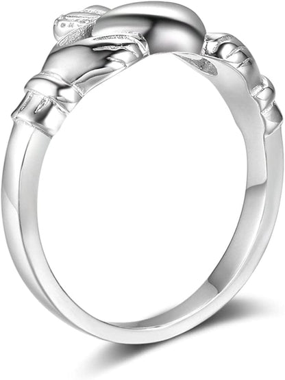 S925 Sterling Silver Irish Ladies' Claddagh Ring, Size 6 7 8 9