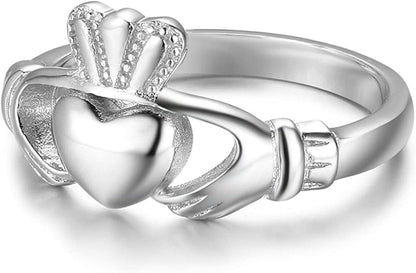 S925 Sterling Silver Irish Ladies' Claddagh Ring, Size 6 7 8 9