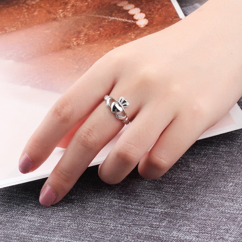 S925 Sterling Silver Irish Ladies' Claddagh Ring, Size 6 7 8 9