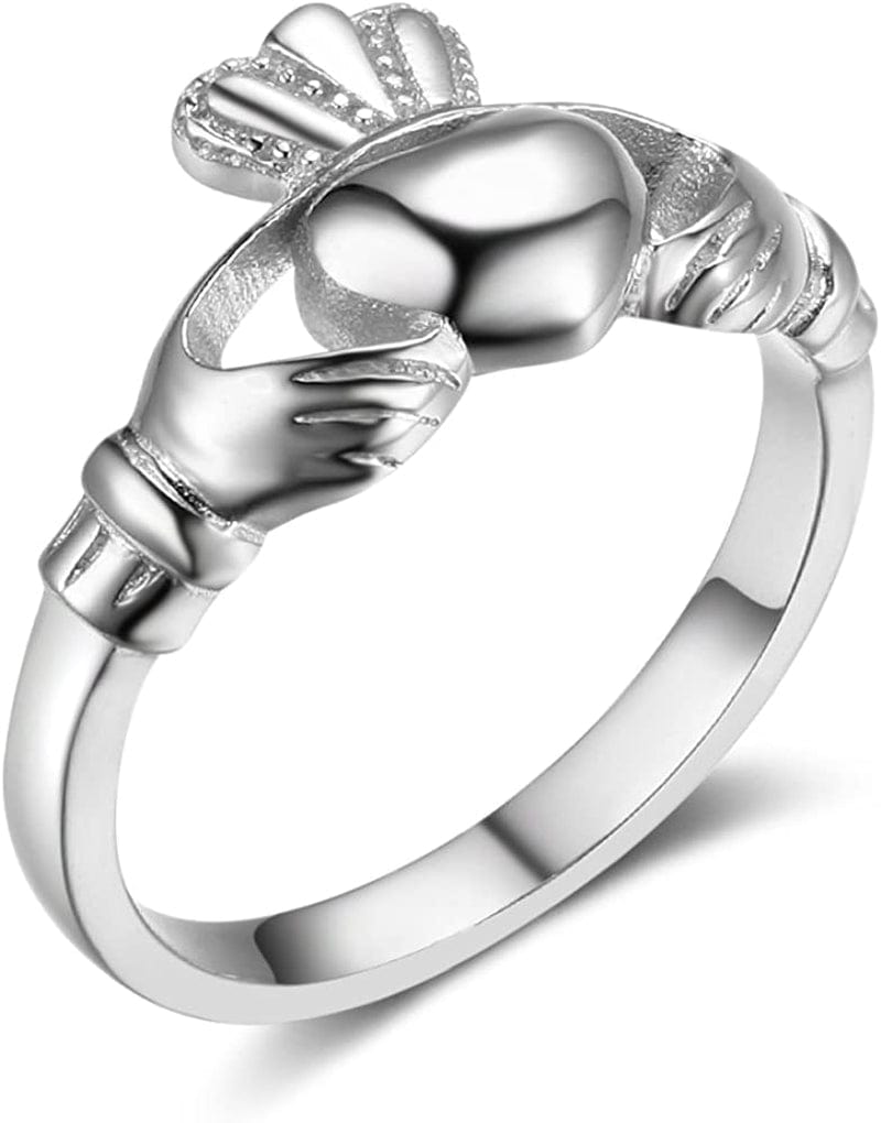 S925 Sterling Silver Irish Ladies' Claddagh Ring, Size 6 7 8 9 style1 / 6
