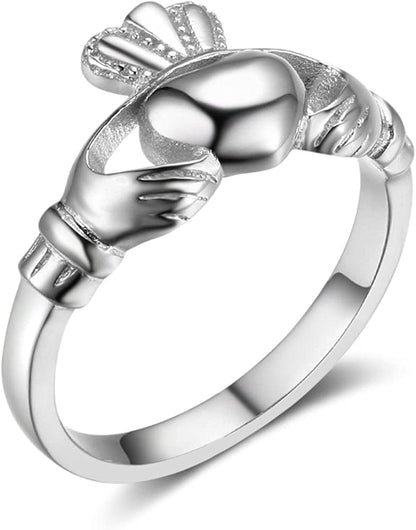 S925 Sterling Silver Irish Ladies' Claddagh Ring, Size 6 7 8 9 style1 / 6