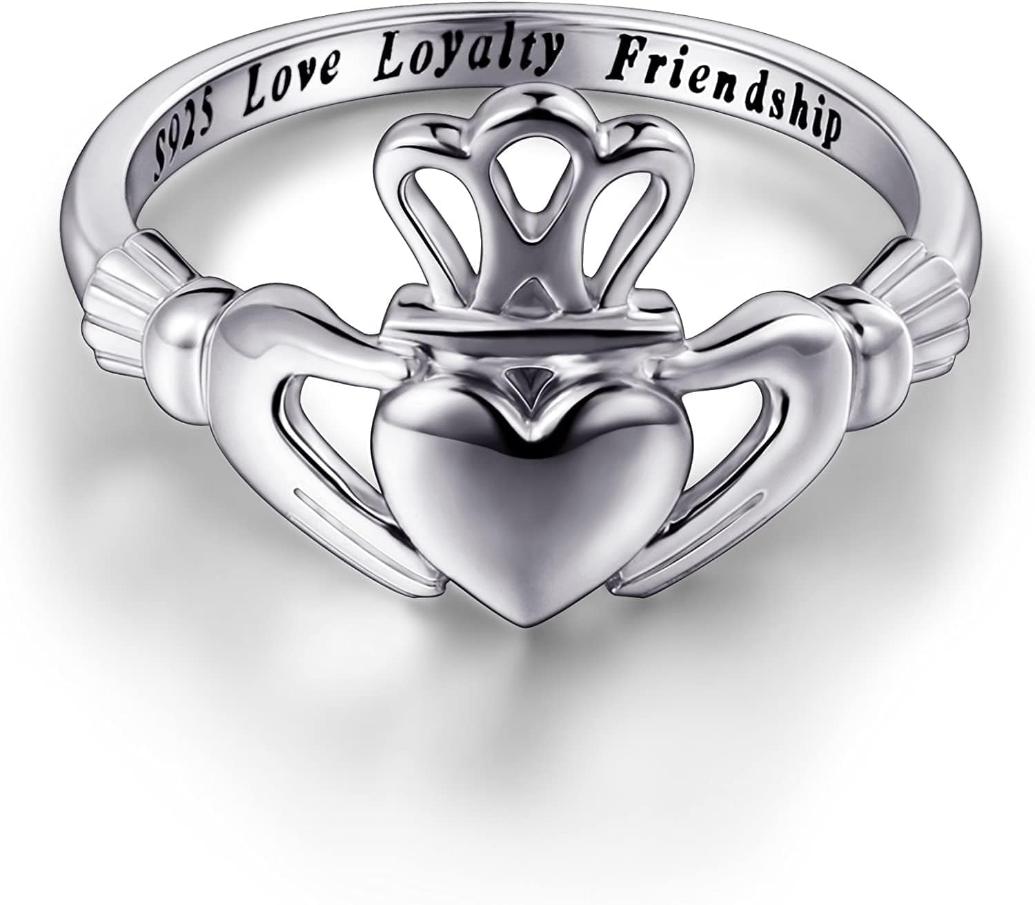 S925 Sterling Silver Love Loyalty Friendship Irish Ladies' Claddagh Ring for Women