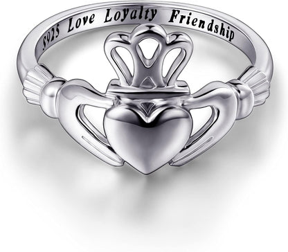 S925 Sterling Silver Love Loyalty Friendship Irish Ladies' Claddagh Ring for Women