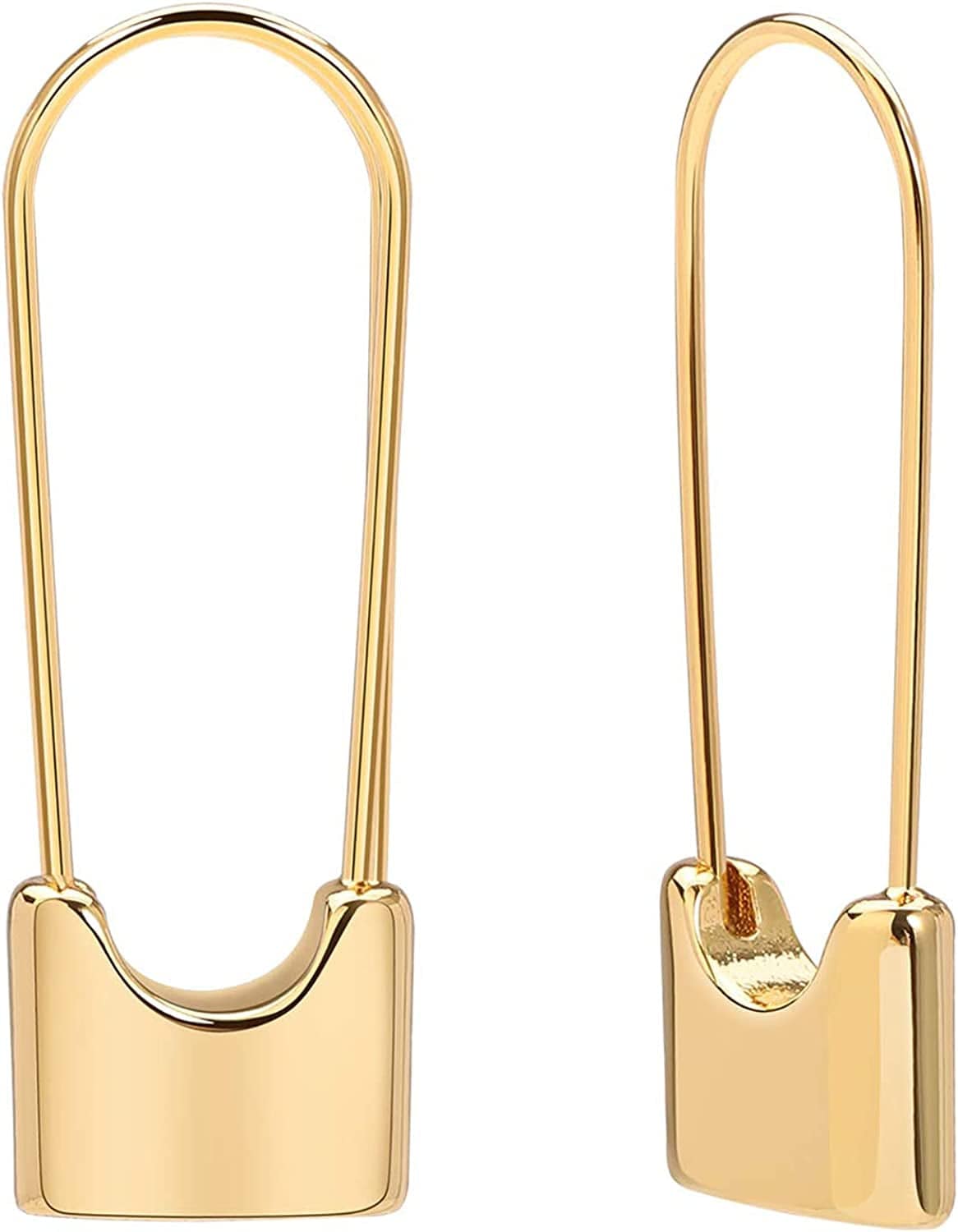 Safety Pin Earrings for Women 14K Gold Silver Pin Earrings Jewelry for Girls 07 Gold Lock