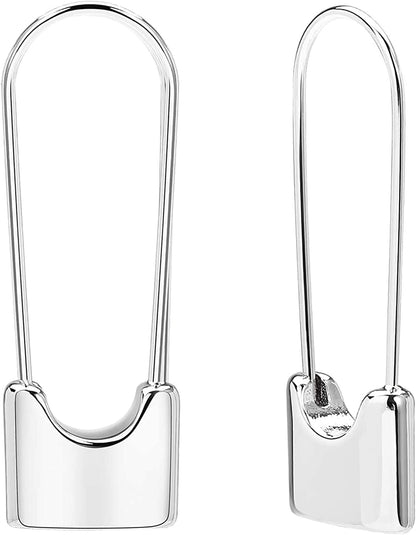 Safety Pin Earrings for Women 14K Gold Silver Pin Earrings Jewelry for Girls 08 Silver Lock
