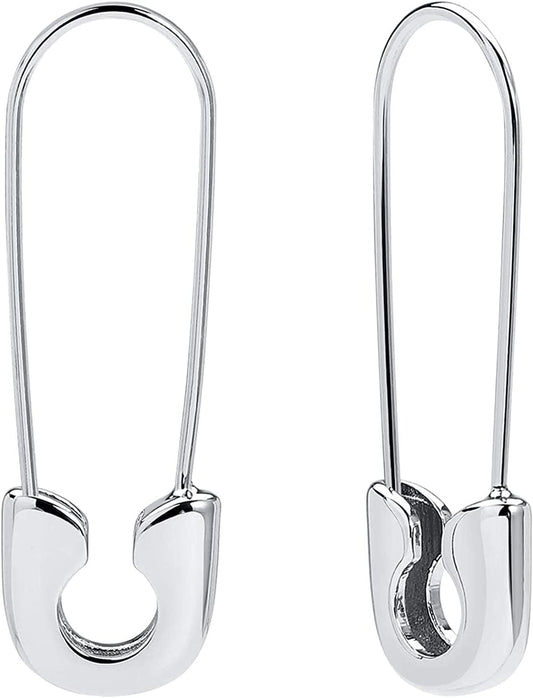 Safety Pin Earrings for Women 14K Gold Silver Pin Earrings Jewelry for Girls 04 Silver-Classic