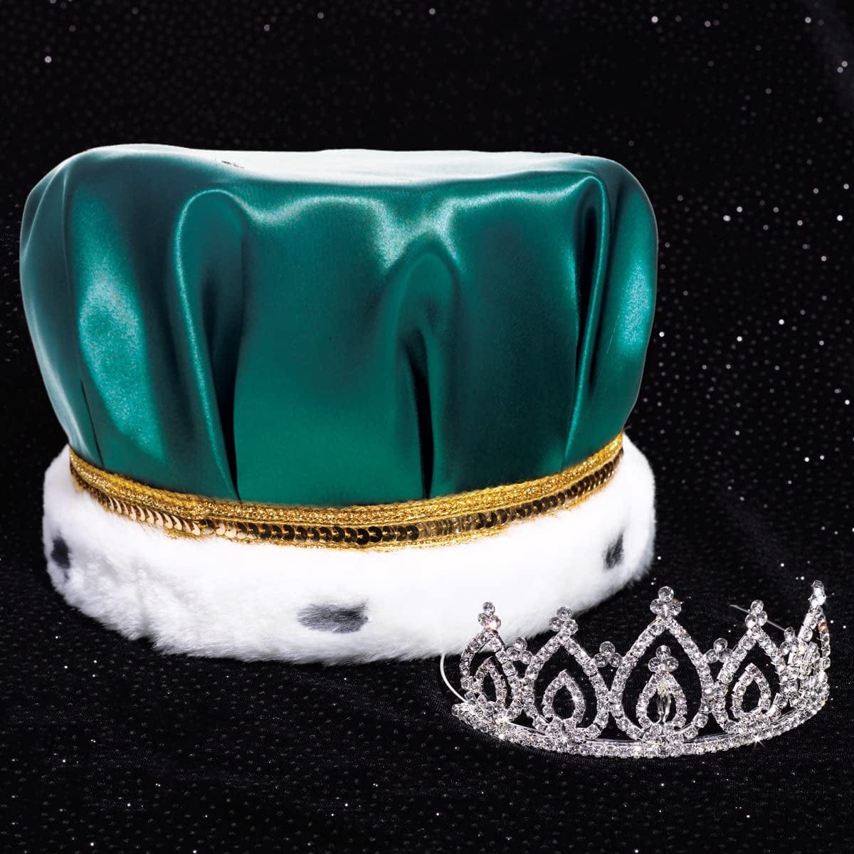 Satin Crown with Sequins and Becca Tiara Royalty Set Apparel & Accessories > Clothing Accessories > Sashes Anderson's Green/Gold/White Crown  