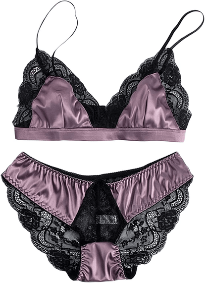 Satin Elegant Sleepwear Sets for Women V Neck Sexy Cami Top and Shorts Lace Trim Nightwear Silk Pajama Set Lingeries Apparel & Accessories > Clothing > Sleepwear & Loungewear Kylie Max   