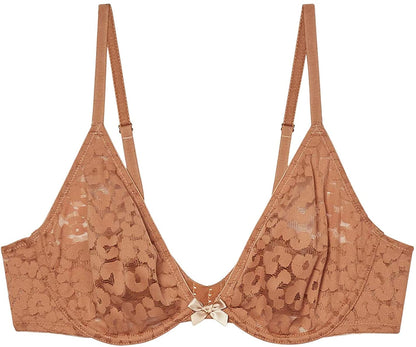 Savage X Women'S Reg Unlined Leopard Lace Bra Nude Mocha / 38C