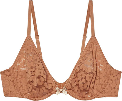 Savage X Women'S Reg Unlined Leopard Lace Bra Nude Mocha / 38D