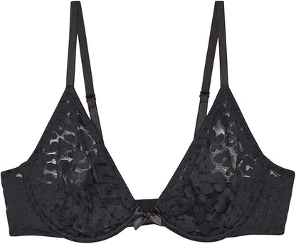 Savage X Women'S Reg Unlined Leopard Lace Bra Black Caviar / 32C