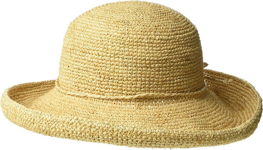 Scala Women'S Crocheted Packable Raffia Hat Apparel & Accessories > Clothing Accessories > Hats Scala Natural 55cm 