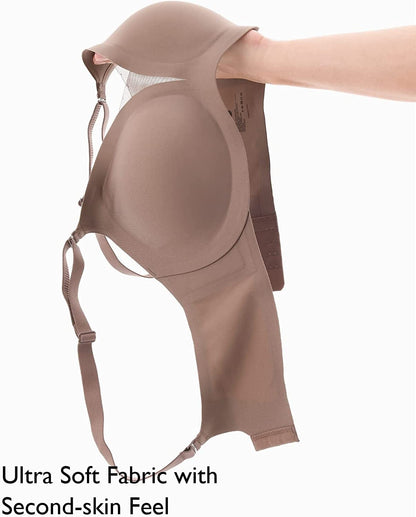 Seamless Bra Supportive Wireless Bra for Women plus Size Comfort Bra Deep-V Meshed Neck Invisible Bralette YN48