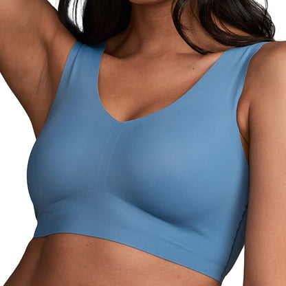 Seamless Bralette - Bralettes for Women, Wireless Bra, Invisible Bra, Sexy Bra - Regular & plus Size Bras for Women Provincial Blue / Plus / Small