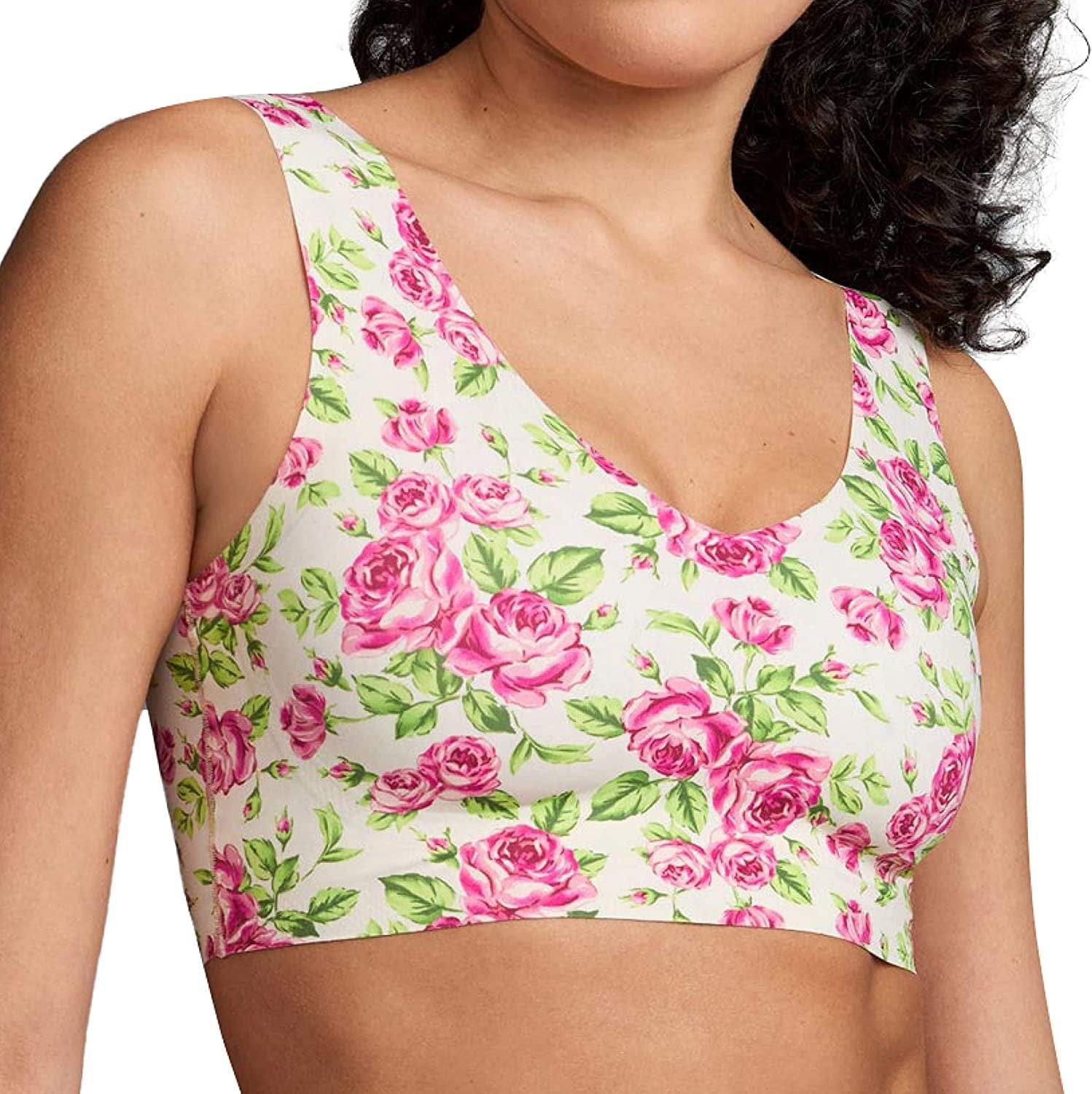 Seamless Bralette - Bralettes for Women, Wireless Bra, Invisible Bra, Sexy Bra - Regular & plus Size Bras for Women Picnic Rose / Plus / X-Large