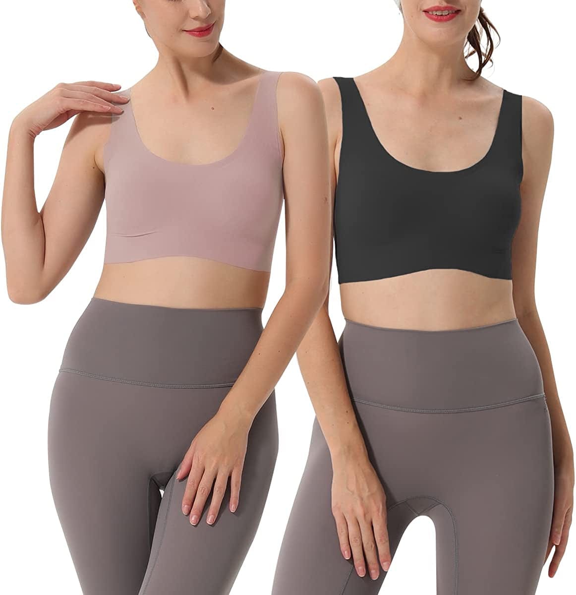 Seamless Bras for Women Wireless Bra Lightly No-Underwire Design Low-Impact Sports Bras Comfy Daily Bra Black + Violet / Small