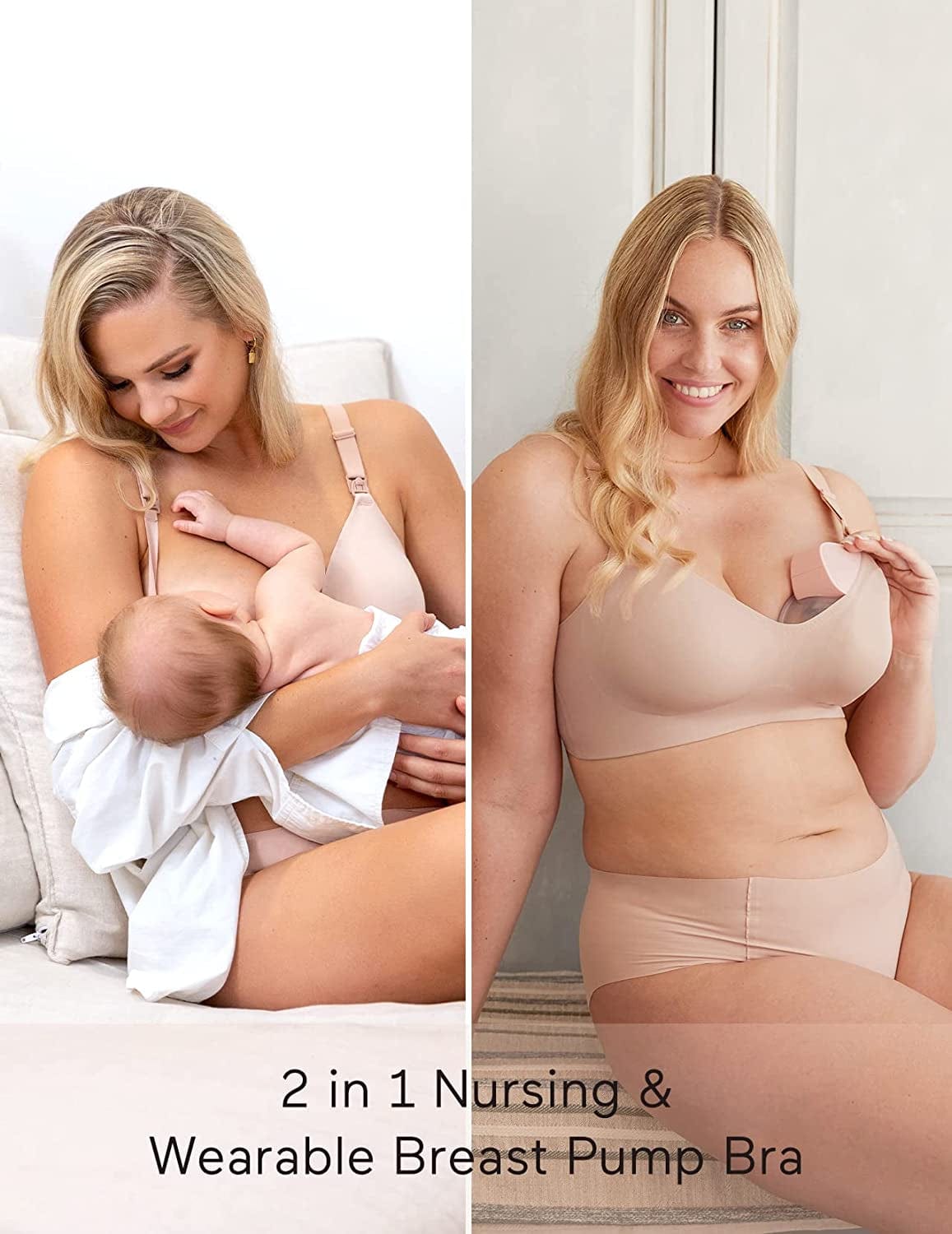 Seamless Nursing Bra for Women 2 Pack Comfort Smooth Breastfeeding Maternity Bralette Wireless Pregnancy Bra