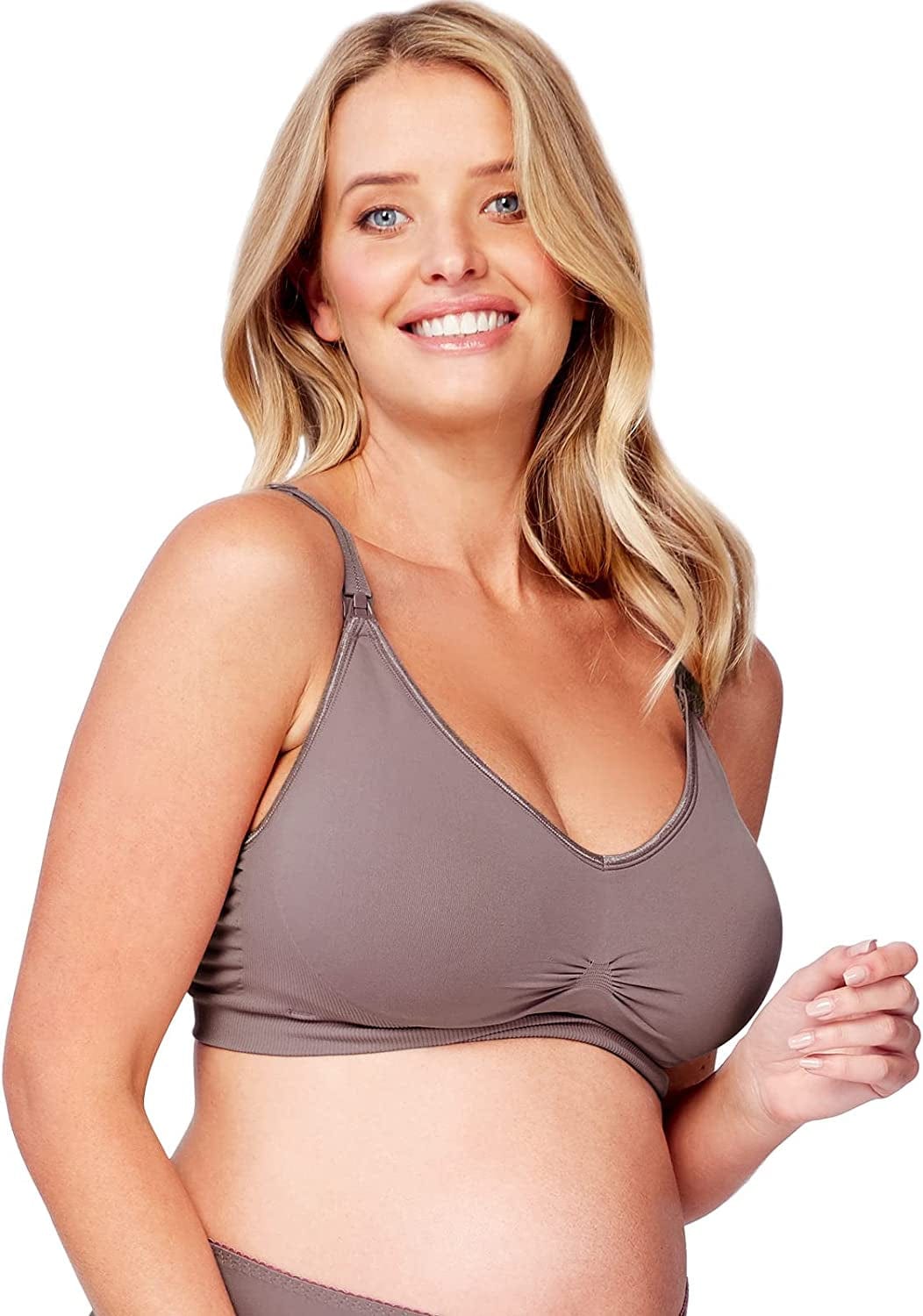 Seamless Nursing Maternity Bra | No Moving Pads, Wirefree Supportive Clip down Bras for Pregnancy/Breastfeeding Women Purple / Large