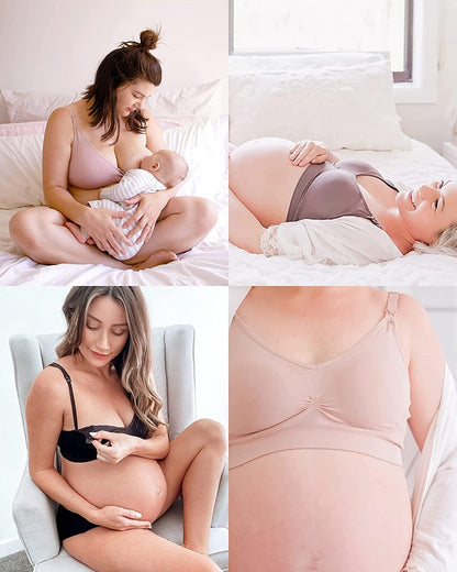 Seamless Nursing Maternity Bra | No Moving Pads, Wirefree Supportive Clip down Bras for Pregnancy/Breastfeeding Women