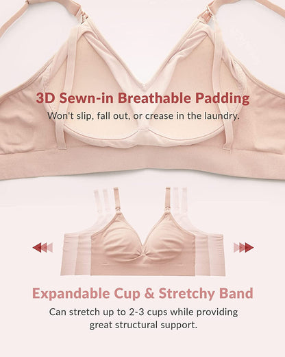 Seamless Nursing Maternity Bra | No Moving Pads, Wirefree Supportive Clip down Bras for Pregnancy/Breastfeeding Women