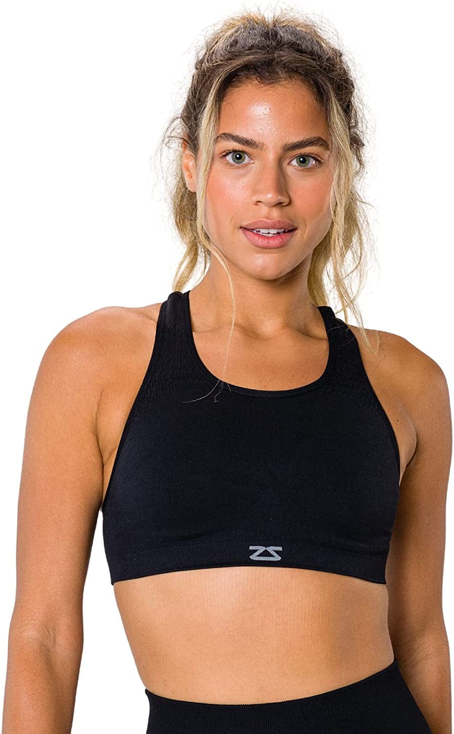 Seamless Sports Bra for Women - Racerback, Impact, Running Support Bras Black / Medium-Large