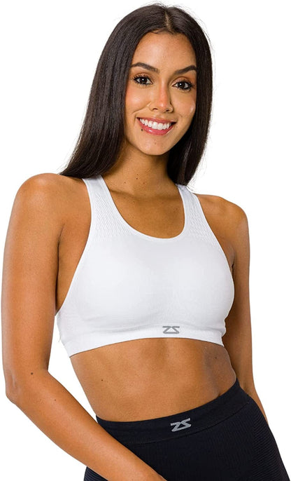 Seamless Sports Bra for Women - Racerback, Impact, Running Support Bras White / Large-X-Large