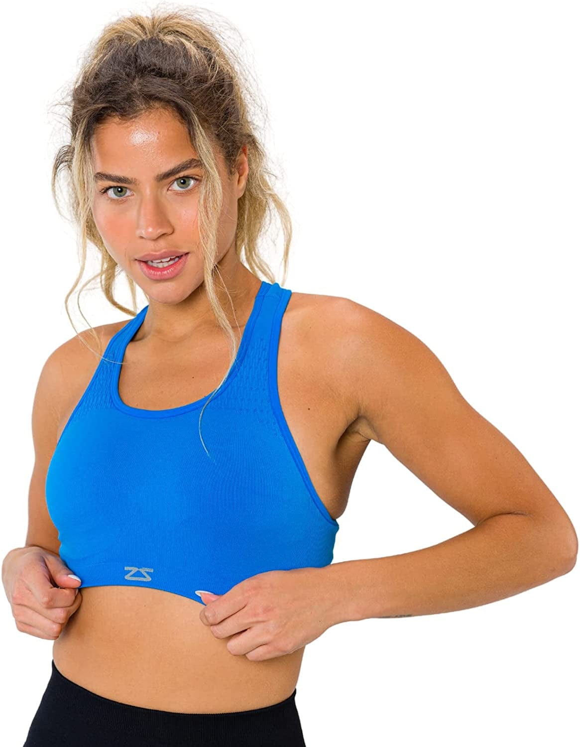 Seamless Sports Bra for Women - Racerback, Impact, Running Support Bras Blue / Large-X-Large