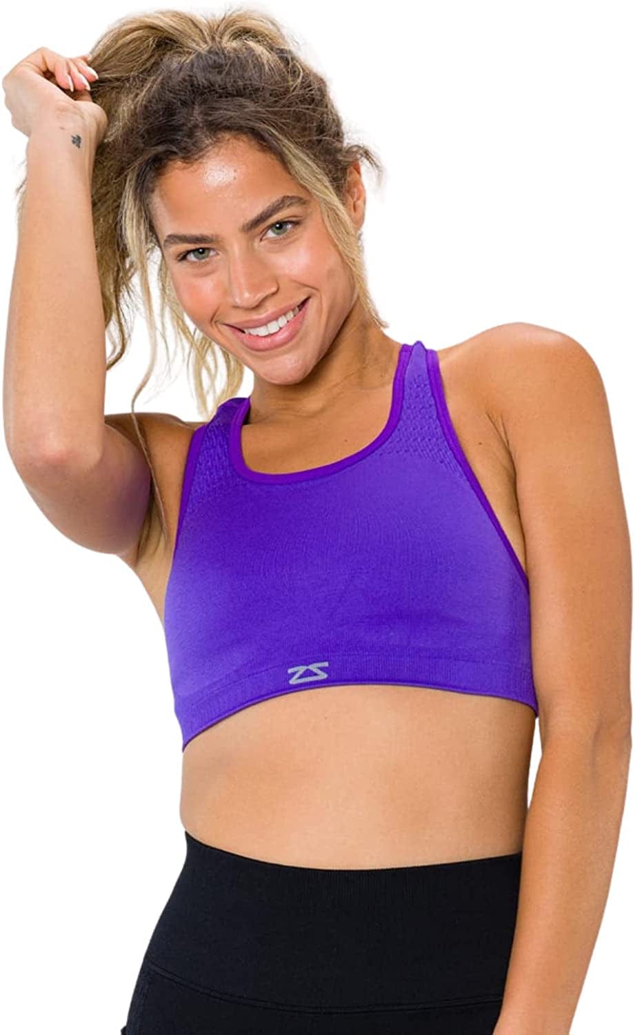 Seamless Sports Bra for Women - Racerback, Impact, Running Support Bras Purple / Large-X-Large
