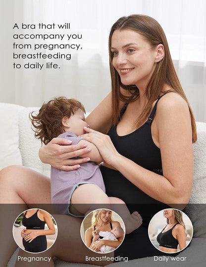 Seamless Support Nursing Bra Medium Impact Maternity Nursing Sports Bras Breastfeeding Bra for Pregnancy Postpartum