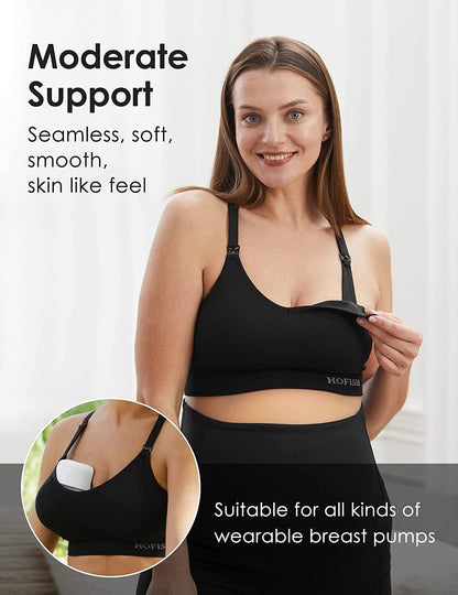 Seamless Support Nursing Bra Medium Impact Maternity Nursing Sports Bras Breastfeeding Bra for Pregnancy Postpartum