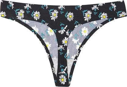 Seamless Thongs for Women, Ladies No Show Thong Underwear for Women Comfy Breathable Microfiber Thong Panties XS-L