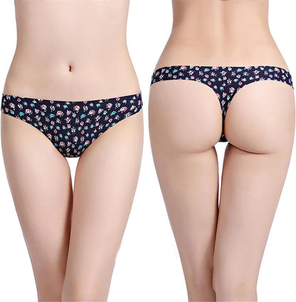 Seamless Thongs for Women, Ladies No Show Thong Underwear for Women Comfy Breathable Microfiber Thong Panties XS-L