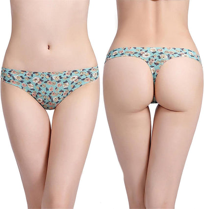 Seamless Thongs for Women, Ladies No Show Thong Underwear for Women Comfy Breathable Microfiber Thong Panties XS-L