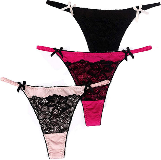 Seamless Thongs for Women No Show Thong Underwear Print T-Back Low Rise Invisible Breathable 5 Pack C- 3 Pack / X-Large