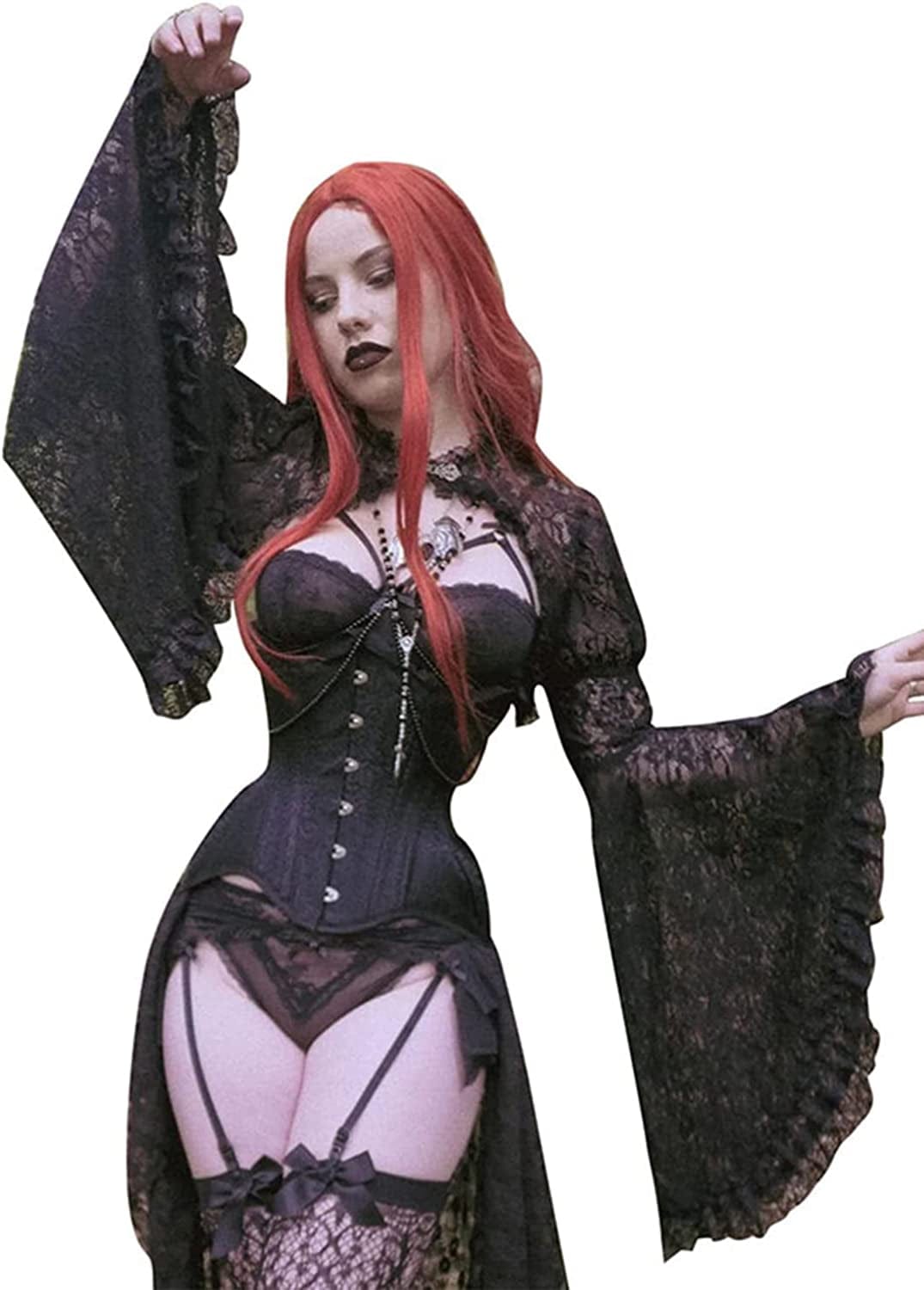 See through Mesh Crop Top Sheer Open Front Shrug Fishnet Cover Ups with Buckle Chinese Gown / Large-X-Large