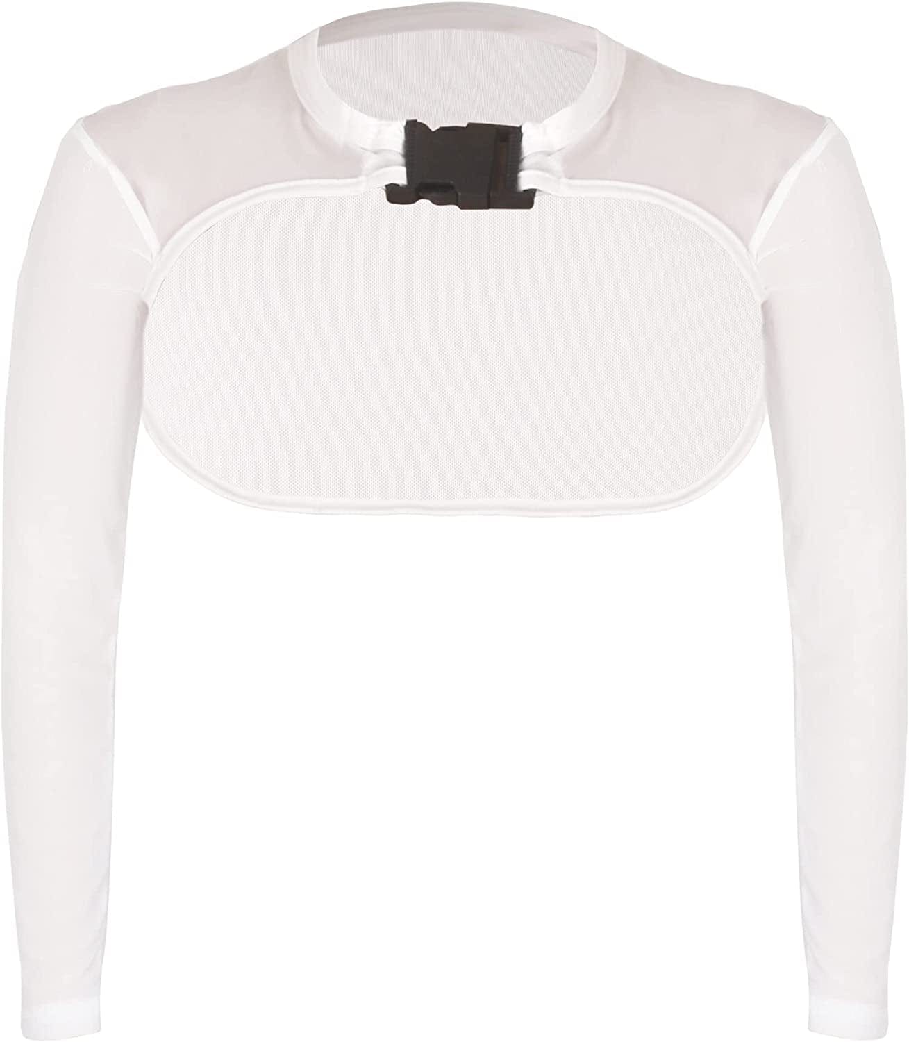 See through Mesh Crop Top Sheer Open Front Shrug Fishnet Cover Ups with Buckle White / Large-X-Large