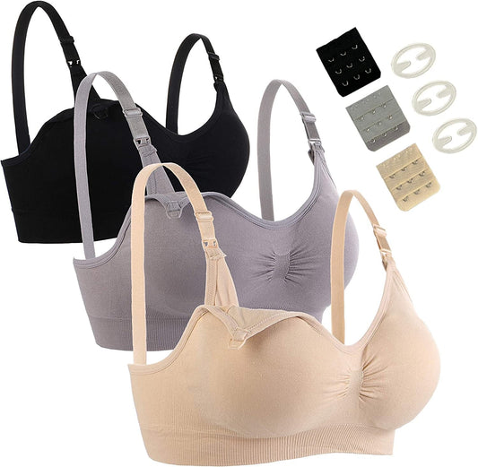 Seitop 3 Pack Nursing Bra for Woman, Seamless Breastfeeding Bras G1 / Medium