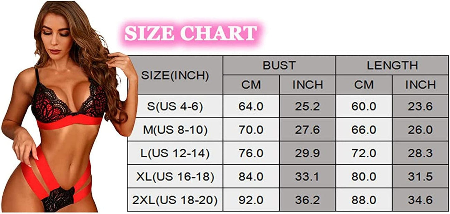 SELINK Women Sexy Lace Lingerie Set Strappy Bra and Panty Set Two Piece Babydoll