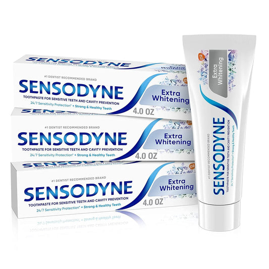 Sensodyne Extra Whitening Sensitive Teeth Whitening Toothpaste - 4 Ounces (Pack of 3) 4 Ounce (Pack of 3)
