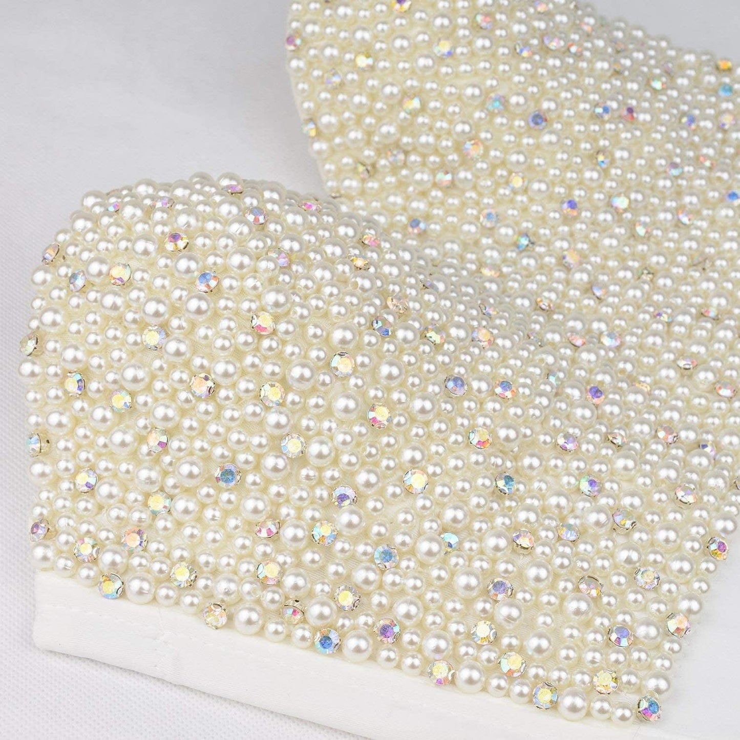 Sexy Pearls Beaded Rhinestone Bustier Crop Top Push up Corset Top with Detachable Straps